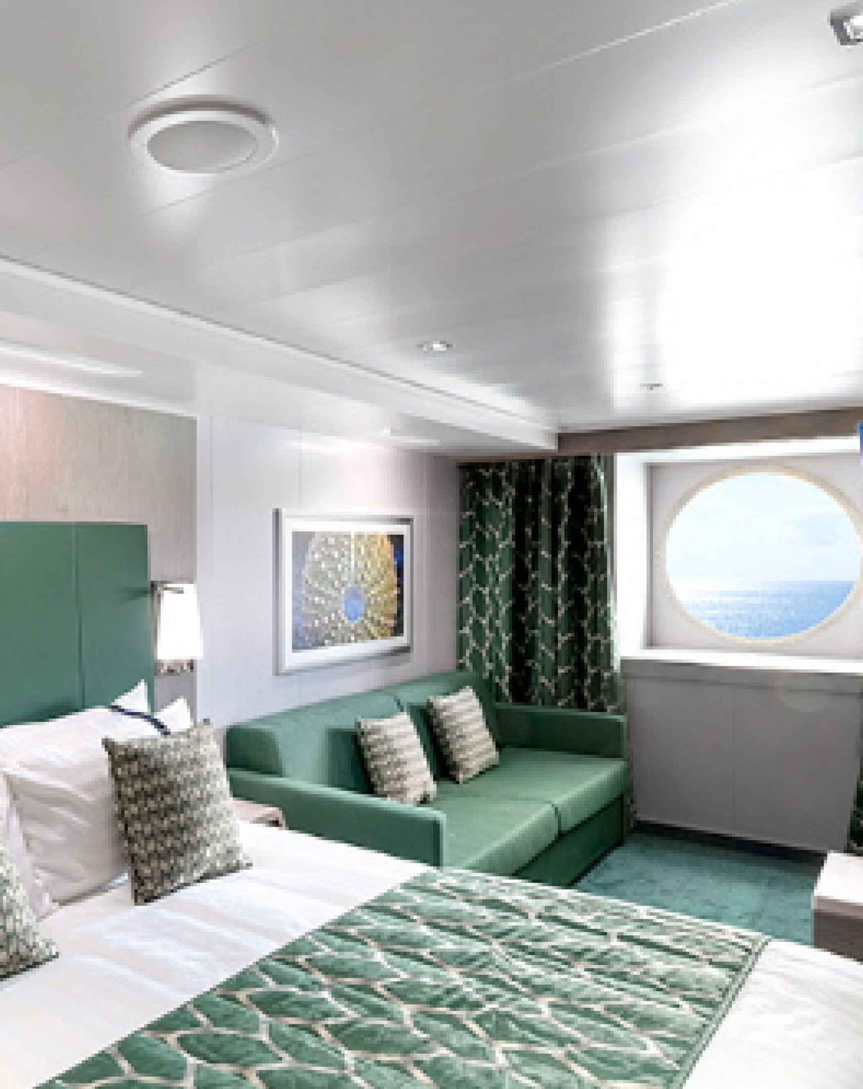 바다 전망이 보이는 오션뷰 객실 - 큰 창문을 통해 바다를 볼 수 있는 편안한 객실 인테리어